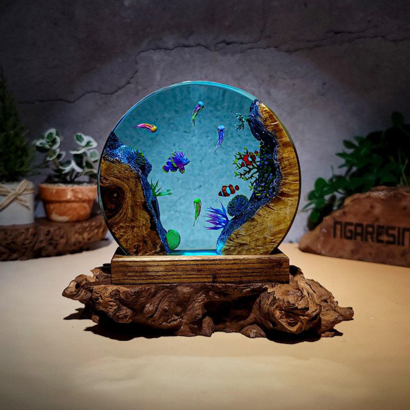 Resin Art Resin - Luminária de Mesa de Resina com