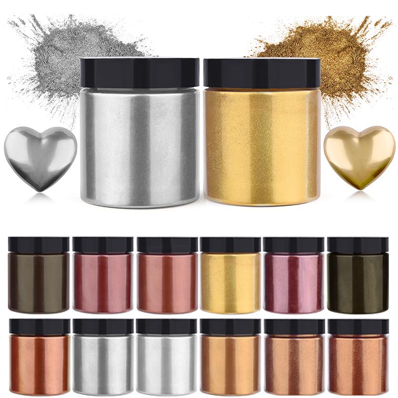 Resin Art Uv - 50g shimmer metálico ouro prata cor