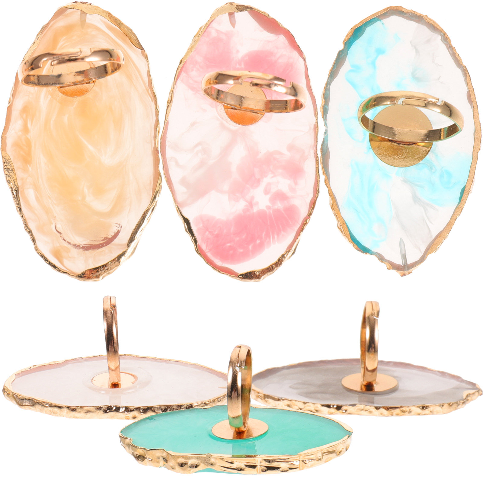 Resin Art Ring Design - 6 Peças Anel de Resina para
