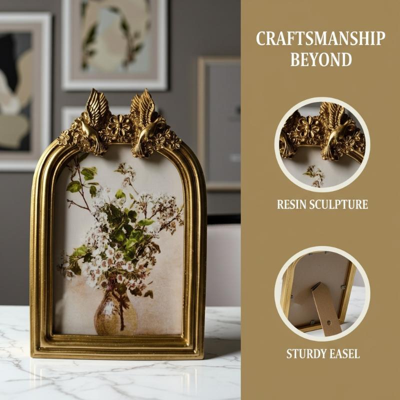 Resin Art Frame - Porta-Retrato Oval Pequeno Retrô para Decoração