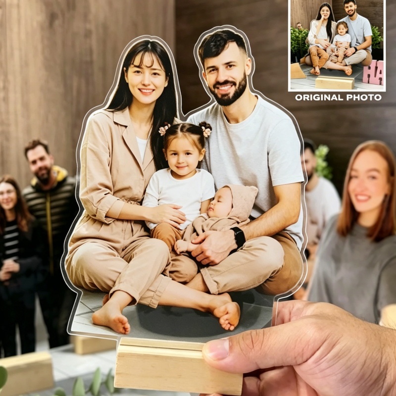 Resin Art Name - Foto personalizada de família, arte em
