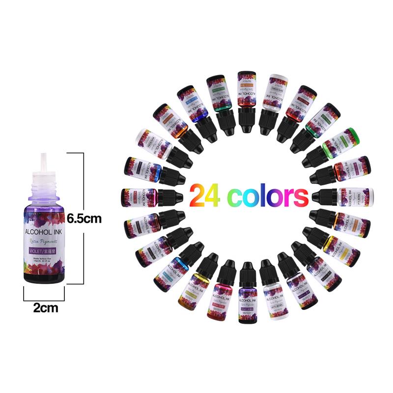 24 cores/conjunto 10ml resina  - Resin Pigment Alcohol Ink avaliação e preço