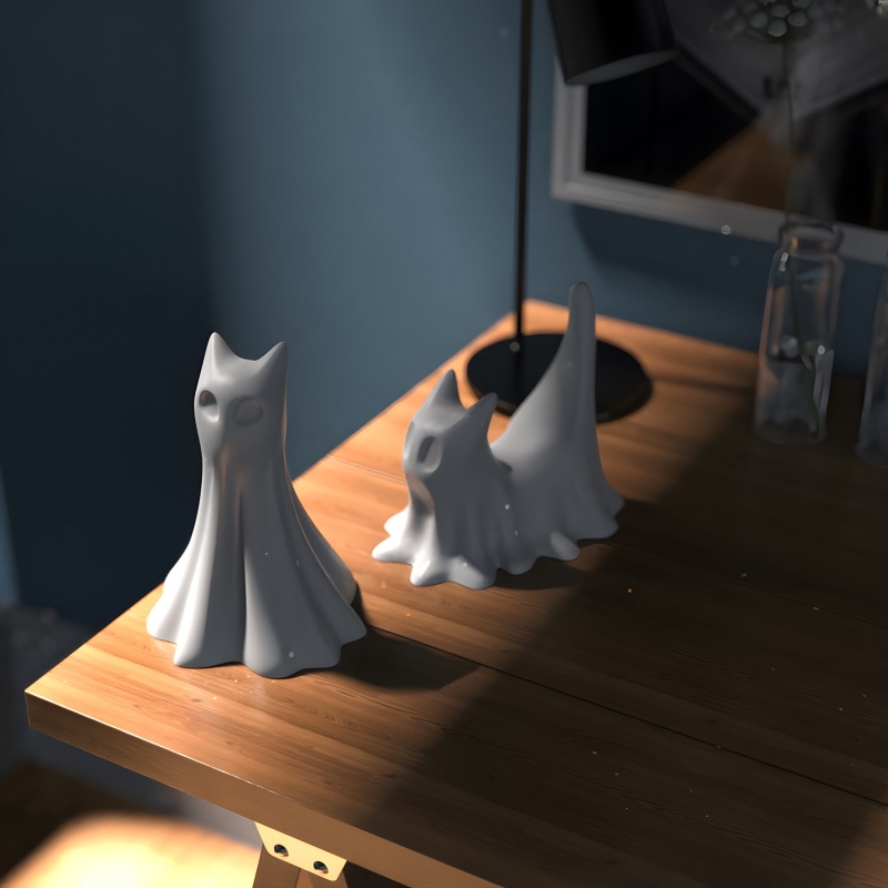 Gato fantasma halloween deskto - Resin Art Uv avaliação e preço
