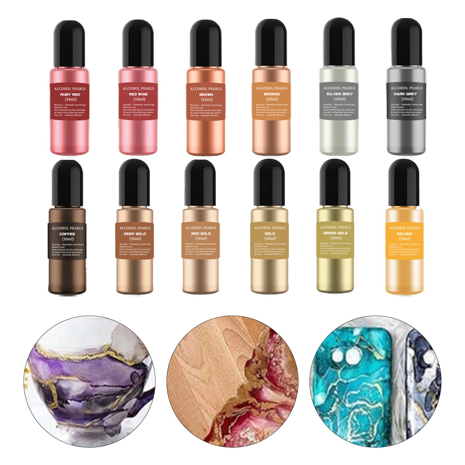 12 Frascos de Tintas Metálicas - Resin Pigment Alcohol Ink avaliação e preço